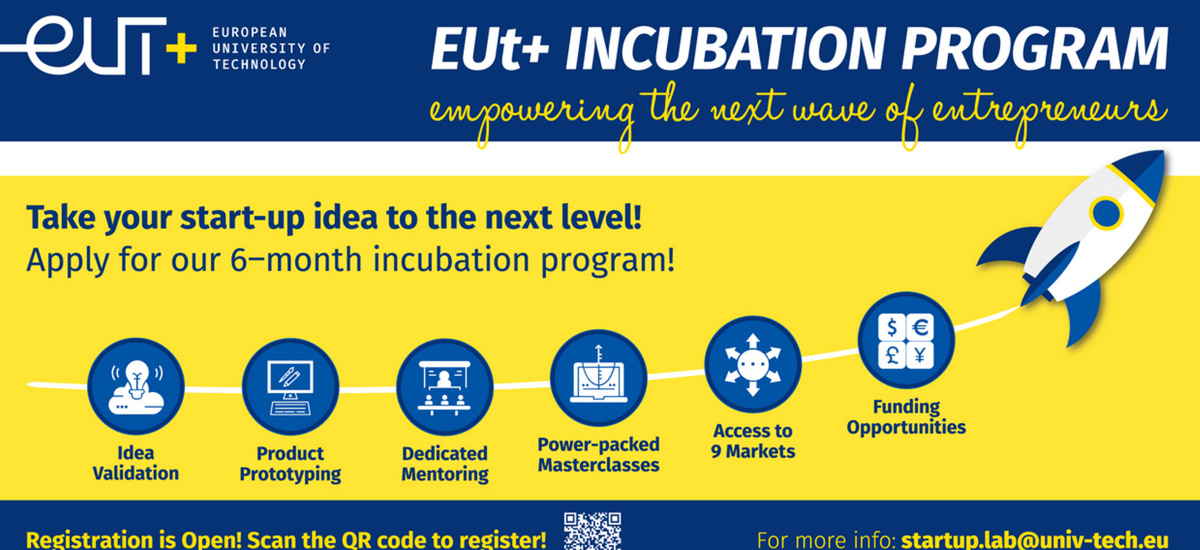 EUt+ lanza desde la UPCT su Incubation Program de innovación y emprendimiento con una sesión informativa el miércoles 22